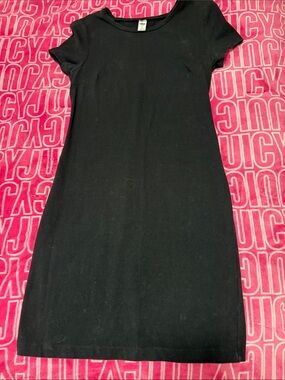 Old Navy Black Short Sleeve Mini T-Shirt Dress